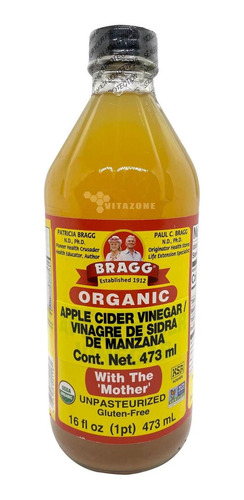 Imagen 1 de 3 de Vinagre De Manzana Orgánico 473 Ml Bragg