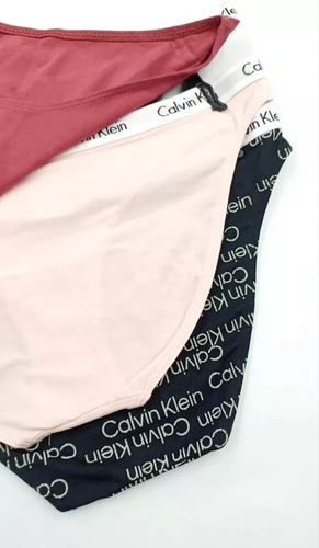 Calvin Klein Set 3 Calzon Bikini Logo Algodón Mujer Original