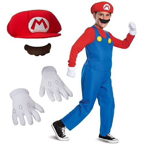 Disfraz De Nintendo Mario Deluxe Para Niño, Color Rojo, Ta.