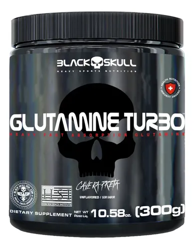 Glutamine Turbo 300g - Black Skull - Caveira Preta Glutamina Sabo...