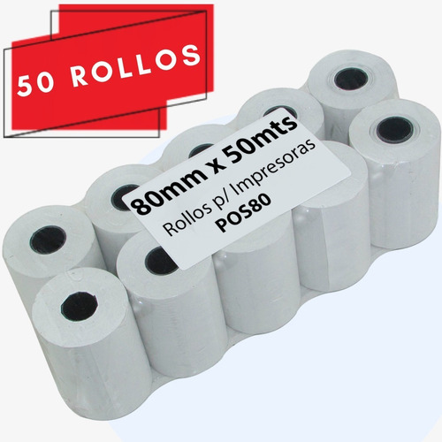 50 Rollos Papel Termico 80mm X 50mts Primera Calidad
