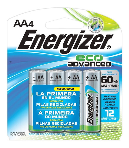 Pilha Ecologica Energizer Eco Advanced Aa4 Alcalina De 1,5v