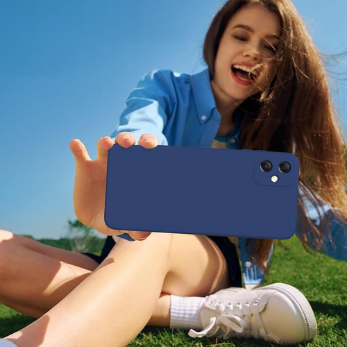Funda Silicona Líquida Tpu Carcasa Para Galaxy A05 4g+mica Azul Samsung Galaxy A05 4g