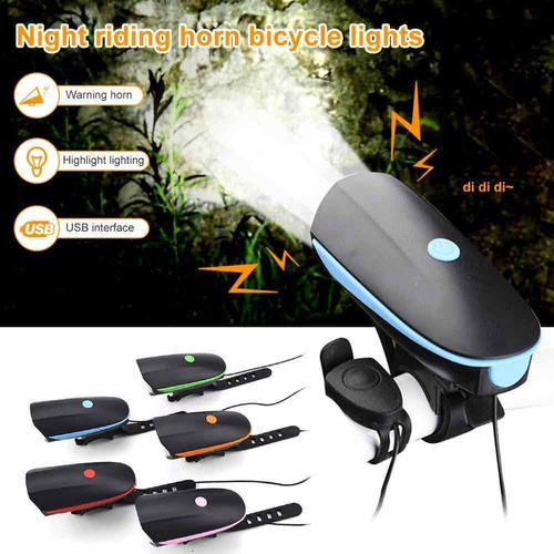 Luz Bicicleta Delantera 3 Modos D Luz Bocina Recargable Usb