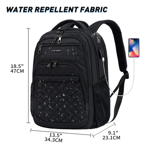 Mochila Kroser Para Portátil De Viaje De 17 Pulgadas, Repele