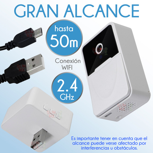 Timbre Inalámbrico Recargable Slim Company Con Cámara Y Visión Nocturna App Wifi 1 Transmisor 1 Receptor Videoportero Sistema De Seguridad Inteligente Para Puerta Con Vídeo Y Audio Doorbell Mirilla