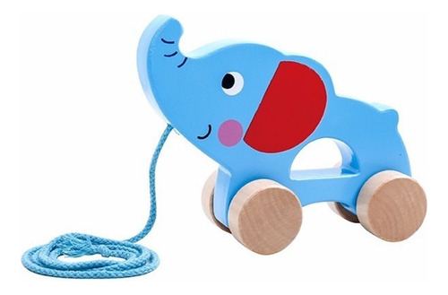 Elefante Sobre Ruedas En Madera Tooky Toy De Arrastre