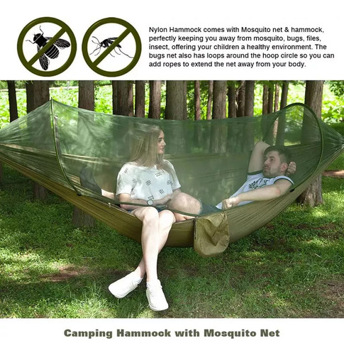 Hamaca De Camping Con Mosquitera Individual Doble De 200 Kg