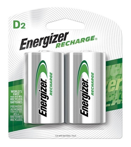 Pilas Energizer® Pilas D2 Recargable Pack 2 Unidades