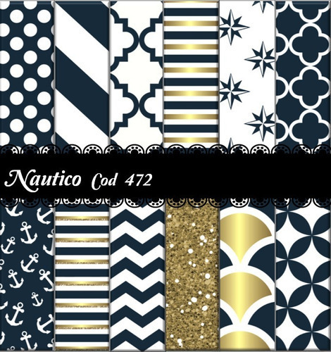 Kit Imprimible Nautico Marinero Papel Imagen Fondos Clipart