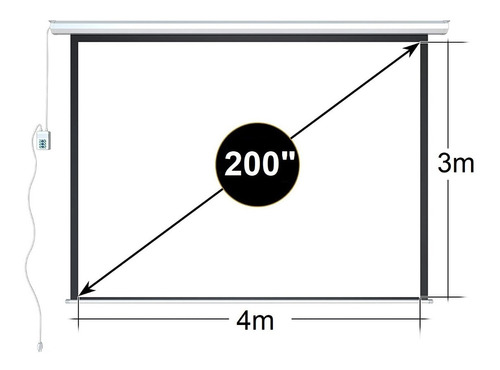 Ecran Eléctrico 200 PuLG (4:3) 4.0x3.0m/vinil /motor Tubular