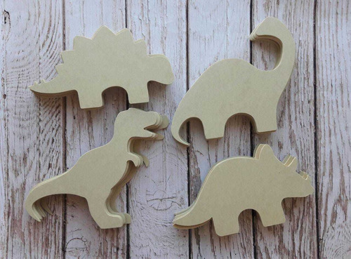 12 Siluetas Dinos Mdf Souvenirs Dinosaurios