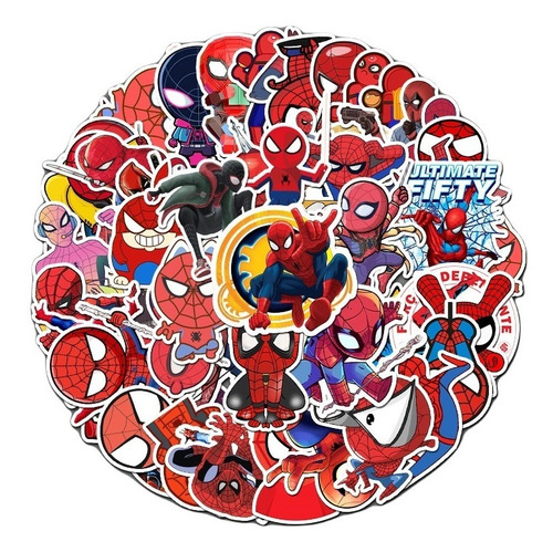 Imagen 1 de 2 de Spiderman - Set De 50 Stickers / Calcomanias / Pegatinas