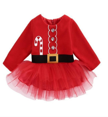 Disfraz Vestido Tutu Bebé Niña Santa Claus Navidad Navideño Fiestas Regalo