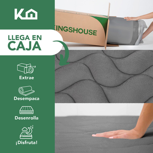 Set 2 Pzas Colchón Memory Gris + Cubrecolchón Tamaño Individual De Espuma Con Blue Cooling Gel Azul Sin Resortes Kingshouse
