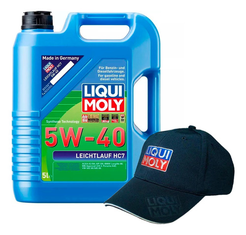 Aceite 5w40 Liqui Moly Sintético Leichtlauf Hc7 5l + Gorra