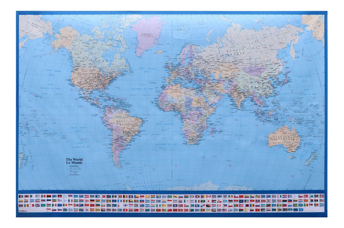 Mapa Del Mundo - Póster Decorativo (seda Brillante), Diseño