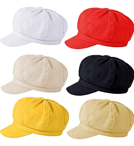 6 Piezas Gorra Vendedor Periódicos Mujer Sombreros Boina Con