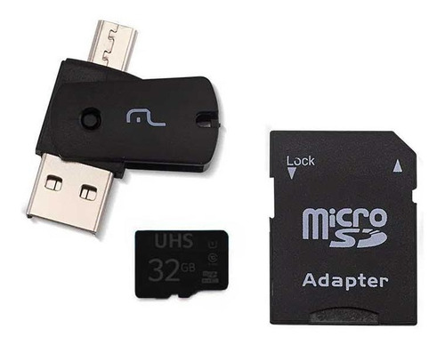 Kit Cartão De Memória 32gb + Adaptadores Multilaser Mc151