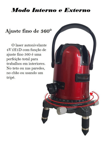 Imagem 5 de 5 de Nível A Laser 5 Linhas Rotação 360 Vertical & Horizontal