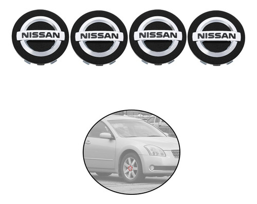 Kit De 4 Centros De Rin Nissan Maxima 2004-2006 Negro 56 Mm