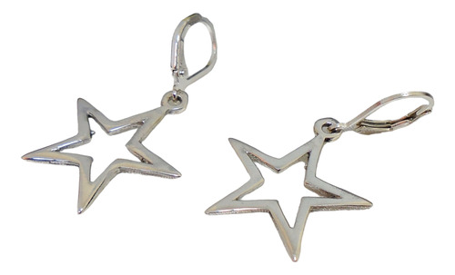 Aros De Plata Estrellas Con Cierre Brisura, Alto 3,5 Cm
