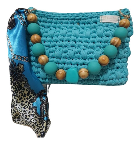Bolsa Renata Em Crochê Handmade Coral Lisa Ouro Bege