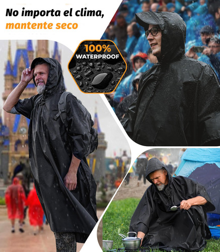 Ruiyue 3 En 1 Poncho De Lluvia Impermeable, Con Capucha,