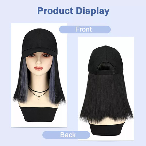 Wh Peluca Pelo Corto Y Liso, Gorra Seda, Béisbol