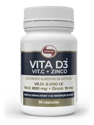 Suplemento Nutricional Vitafor Vitamina D3 C Zinco 30 Cápsulas
