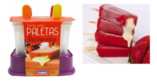 Kit Com 12 Paletas Para Fabricaçao De Sorvete Cor Vermelho