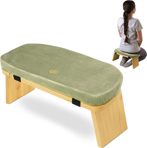 Banco De Meditación Plegable Yoga Verde 100% Bamboo