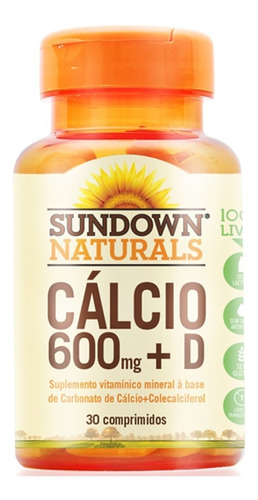 Cálcio Calcium 600 +vitamina D Sundown C/ 30 Comprimidos