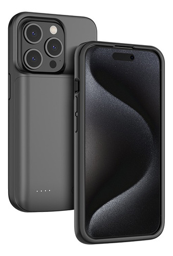 Funda Cargadora Bateria para iPhone 15 Pro 4800mah Color Negro