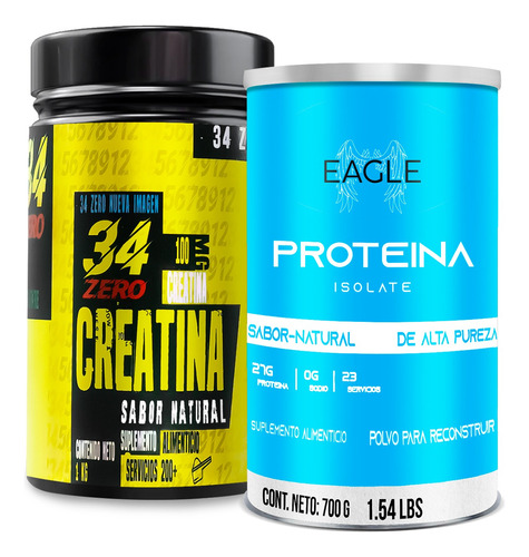 Creatina Monohidratada 34 Zero 1kg + Proteina Eagle 1kg Iso