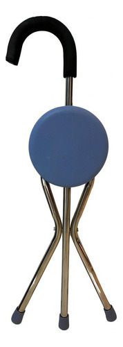 Baston Plegable Con Asiento - Banco Color Cromado/azul