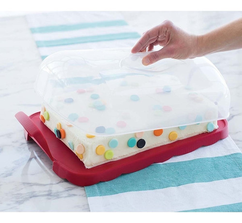 Charola Para Cupcakes Con Tapa 41 X 28 X 12 Cm Nordicware Color Rojo