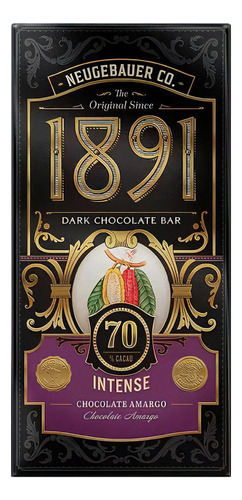Kit 05 Barras Chocolate Neugebauer 1891 70% Cacau 90g Cada