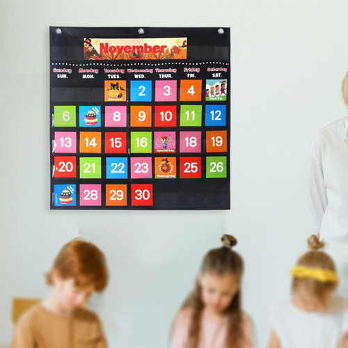 Calendario De Bolsillo Para El Aula, Gráfico De Negro