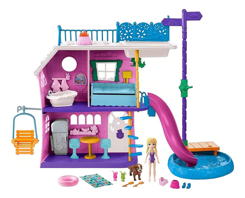 Set De Juego Polly Pocket Casa Del Lago Con Muñeca (Usado)