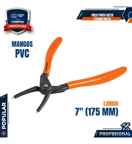 Pinza Punta Recta 7 Para Cerrar Anillos, Mango De Pvc 17361