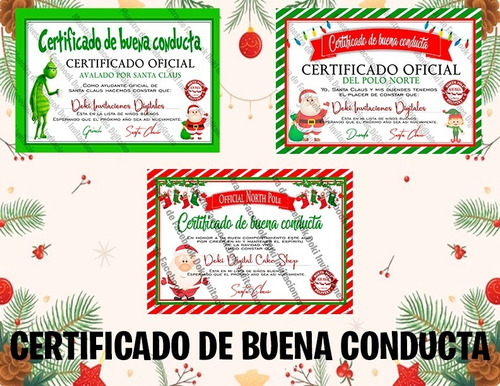 Kit Imprimible Navideño Certificado De Buena Conducta Y Cart