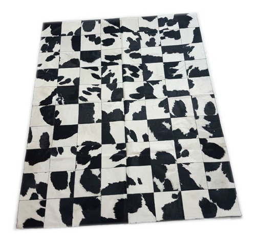 Imagen 2 de 6 de Alfombra Cuero Pelo Patchwork 1.6 X 2.0 M Blanca Y Negra