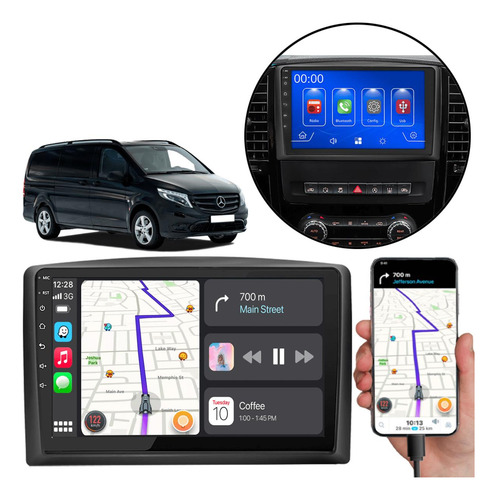 Kit Multimidia Android Auto 9p Mp5 Vito 2015 2016 2017 Waze