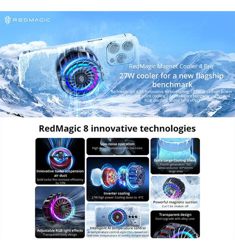 Enfriador De Hielo Redmagic Cooler 4pro,27 W, Para Teléfon R