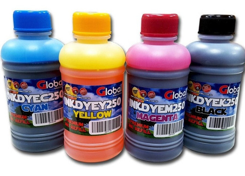 Combo X 4 Tinta Dye Comercial Global Electronic X250 Ml. C/u