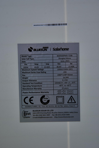Imagen 7 de 12 de Panel Solar Monocristalino 500w Bsm500pm5-72sb Bluesun