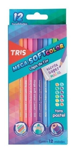 Lápis De Cor Tris 12 Cores Tons Pastel
