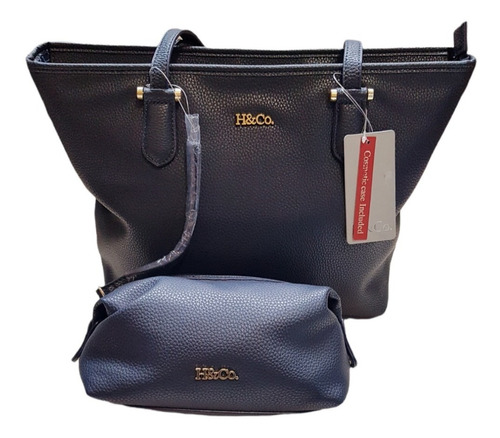 Bolsa Tote H&co Para Mujer Modelo P128 Navy