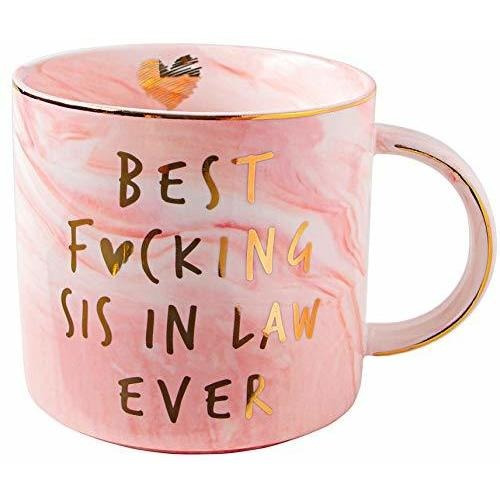  Best Sister In Law Ever Funny Gifts Mug Pink Marble Ce...